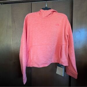 The North Face Cropped Hoody. Zip Pockets,Oversized Hood Dark Melon Color NWT Lg